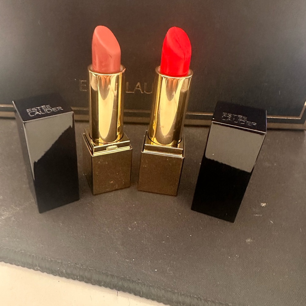 Estee Lauder Lipstick Duo - bold red and intense nude color. Brand new never use